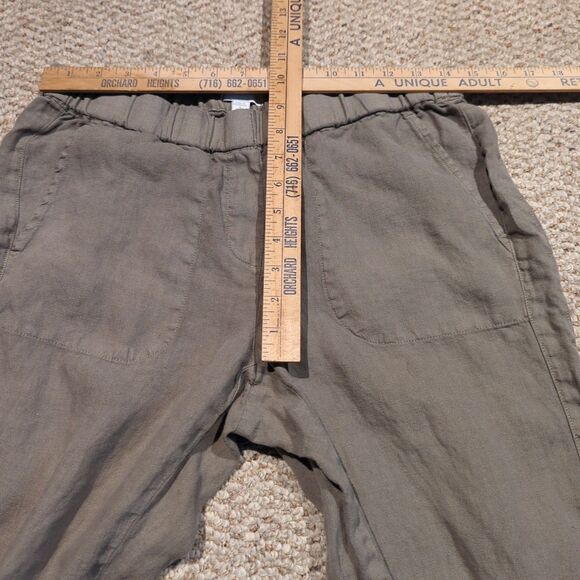 J.Jill Pure Jill Garment Dyed Linen Roll Tab Hem Crop Pant Women SP Green - Picture 3 of 8